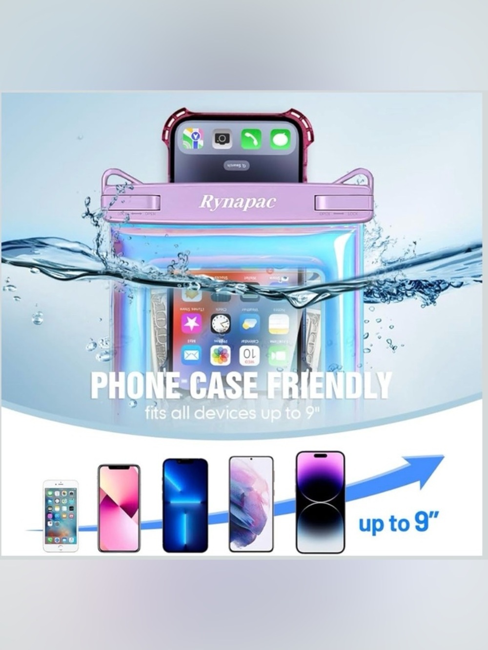 Waterproof Phone Pouch Floating, IPX8 Underwater Cell Phone Holder with Lanyard - Picture 3 of 15